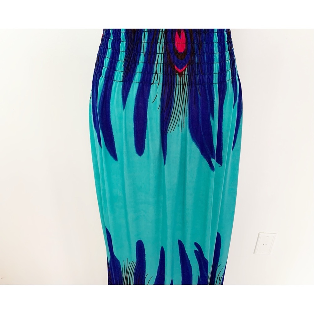 Multi color Peacock print Maxi Dress Size XXL - Picture 9 of 10